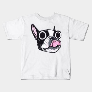 Boston Terrier Face Kids T-Shirt